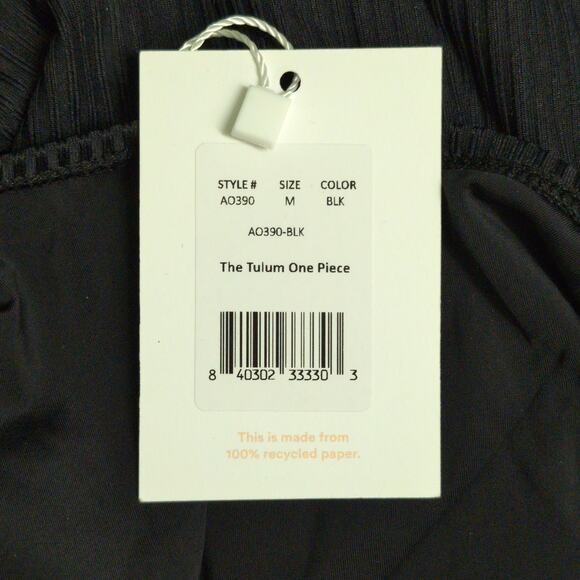 Andie Tulum One Piece Swimsuit Black Rib Beach Pool Resort Crisscross M New - Picture 9 of 9